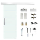 Porta Scorrevole Vetrata 75x210 cm Satinata a Strisce 