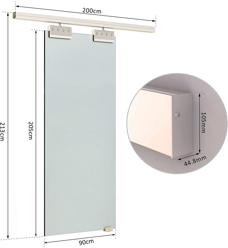 Porta Scorrevole Vetrata 90x205 cm Temperata Satinata 