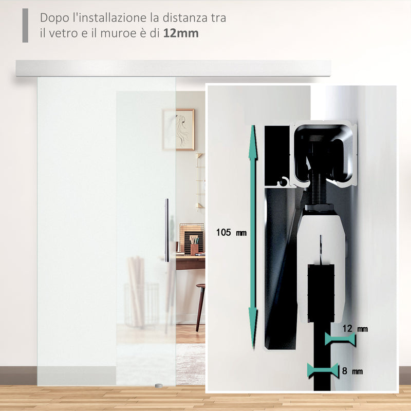 Porta Scorrevole Vetrata 102,5x205 cm Satinata 