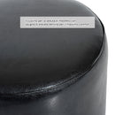 Pouf Poggiapiedi Sgabello Tondo Imbottito in Similpelle Nero 45x45x50 cm 