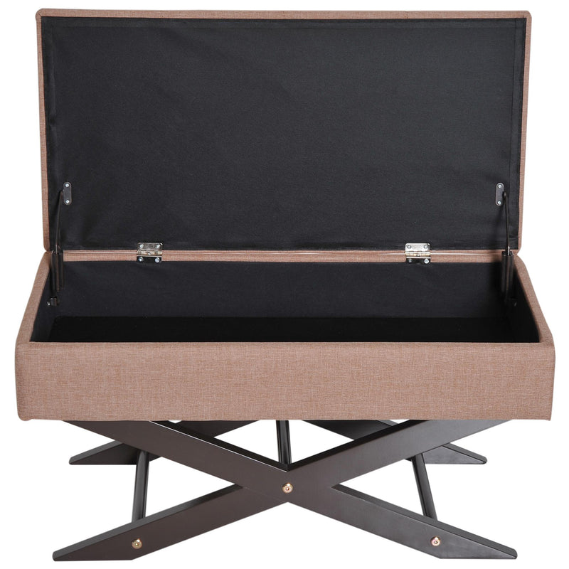 Cassapanca Pouf Contenitore Imbottito Marrone 80x40x42 cm 