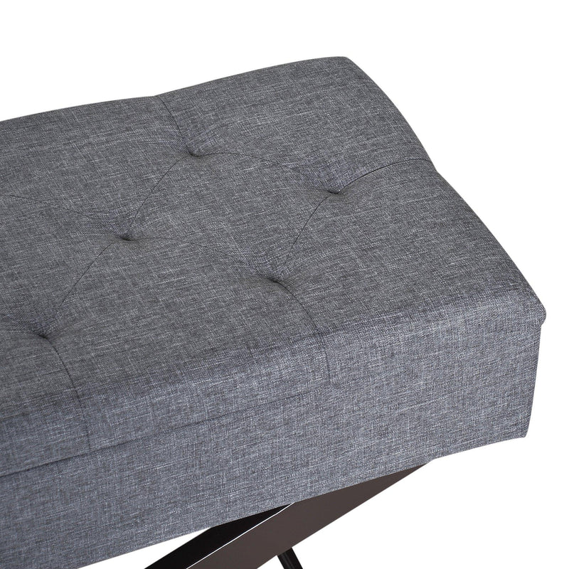Cassapanca Pouf Contenitore Imbottito Grigio 80x40x42 cm 