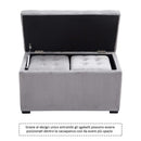 Cassapanca Portaoggetti Multiuso con 2 Sgabelli Pouf in Velluto Grigio Perla 