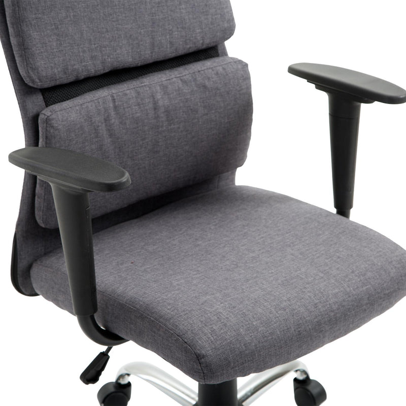 Poltrona da Ufficio Girevole Schienale Alto Regolabile in Tessuto Grigio 50x56.5x117-127 cm 