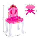 Specchiera con Cassetto e Sgabello Giocattolo per Bambine Rosa 