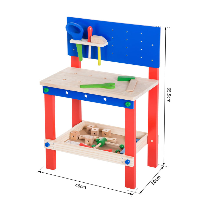 Banco da Lavoro Giocattolo in Legno per Bambini con 20 Accessori 