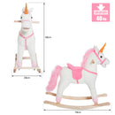Dondolo per Bambini in Legno Unicorno Cavalcabile Bianco e Rosa 