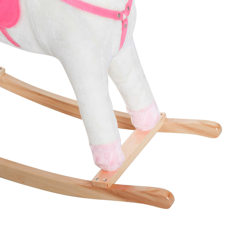 Dondolo per Bambini in Legno Unicorno Cavalcabile Bianco e Rosa 