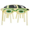 Set Macchinina con Tavolino e 2 Sgabelli per Bambini in Legno 76.5x58.5x46 cm 