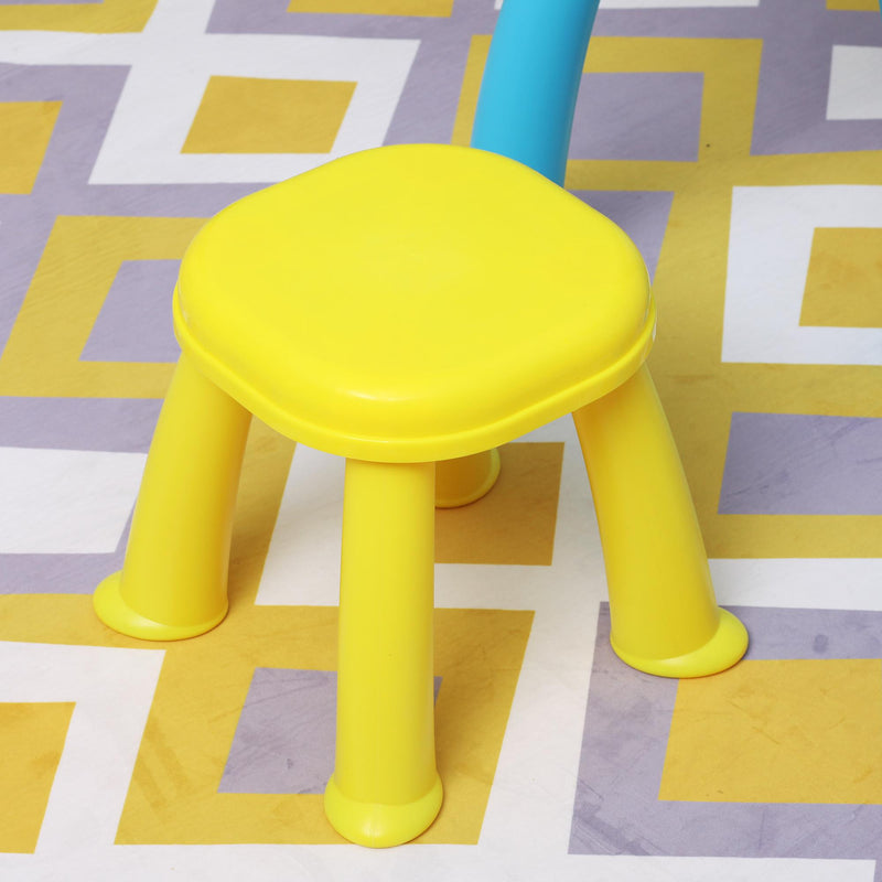 Set Batteria e Pianoforte Giocattolo per Bambini Blu e Giallo 