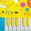 Set Batteria e Pianoforte Giocattolo per Bambini Blu e Giallo 