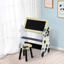 Set Tavolino Lavagna con Sgabello per Bambini Stampa Mucca 60x40x60 cm 