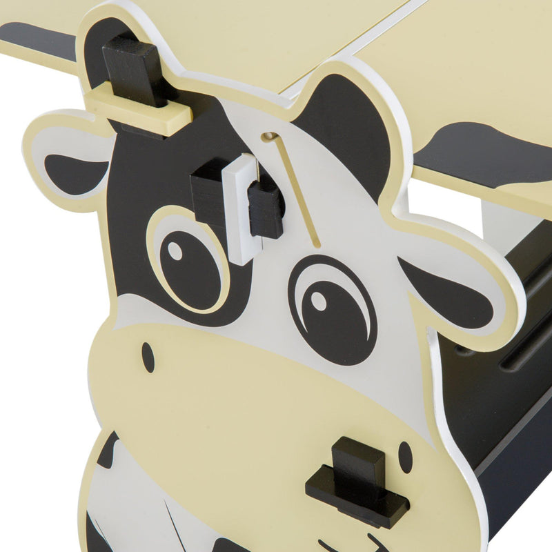 Set Tavolino Lavagna con Sgabello per Bambini Stampa Mucca 60x40x60 cm 