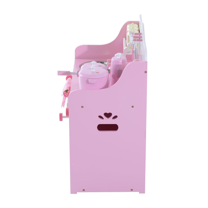 Cucina Giocattolo per Bambini in Legno con Accessori Rosa 60x30x62 cm 