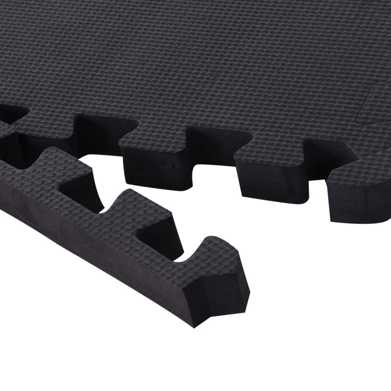 Tappeto Puzzle in EVA per Casa e Palestra Antiscivolo 8 Pezzi con Bordi Nero 63.5x63.5x2 cm 
