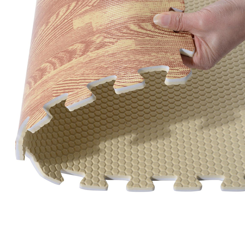 Tappeto Puzzle ad Incastro Effetto Legno in Schiuma EVA 60x60 cm 
