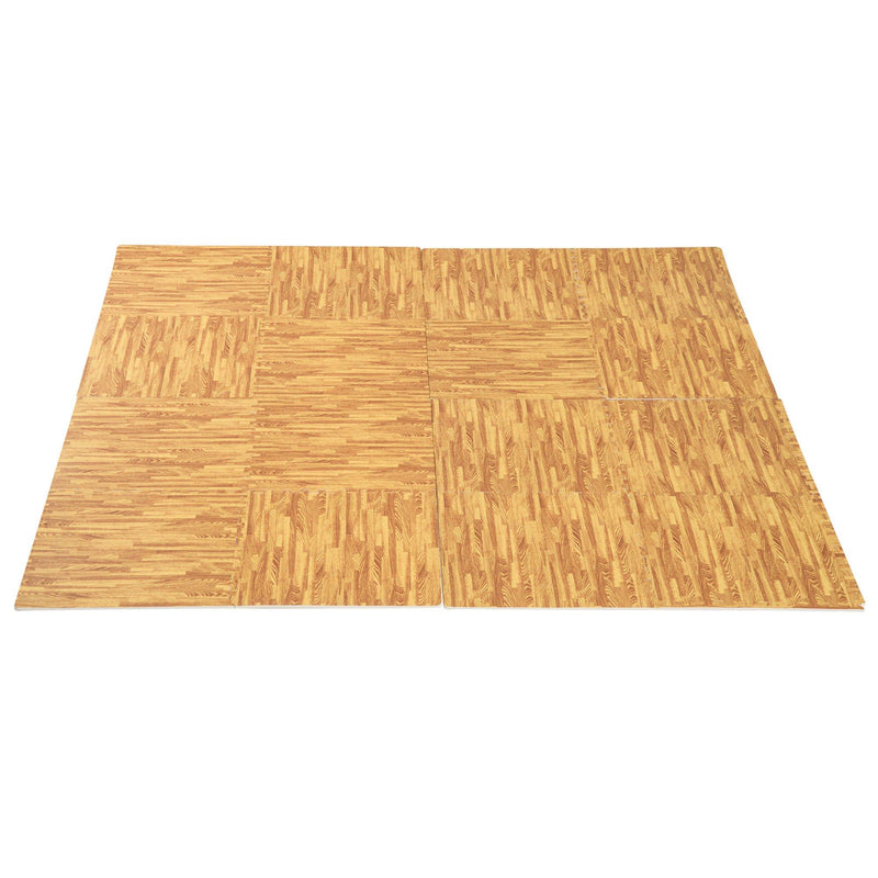 Tappeto Puzzle in EVA Effetto Legno Naturale 32 Pezzi 61.5x61.5 cm 