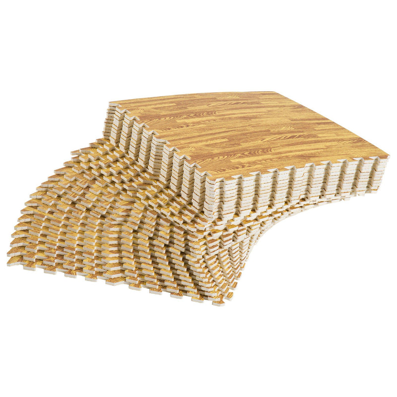 Tappeto Puzzle in EVA Effetto Legno Naturale 32 Pezzi 61.5x61.5 cm 