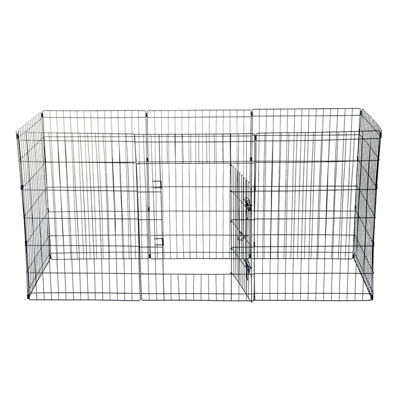 Recinto per Cani Gatti Cuccioli Roditori 8 Pezzi Nero 91x61 cm 