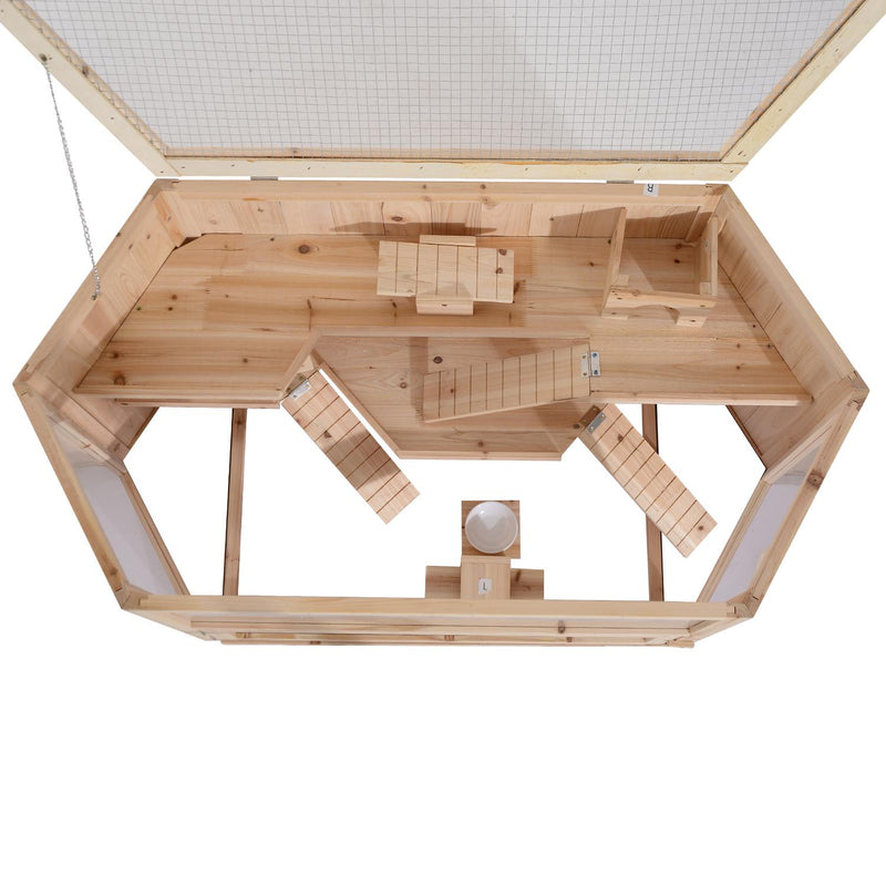 Gabbia per Roditori e Criceti a 2 Ripiani con Tetto Apribile in Legno 115x60x58 cm 