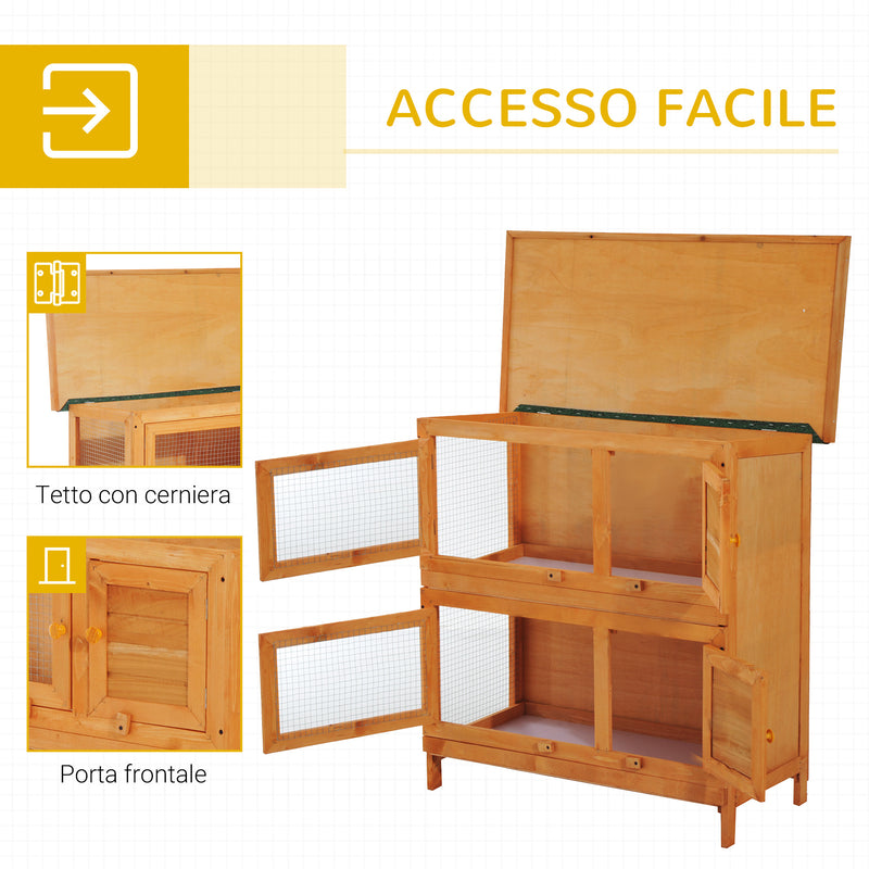 Gabbia per Conigli Conigliera da Esterno in Legno di Abete 90x45x90 cm 