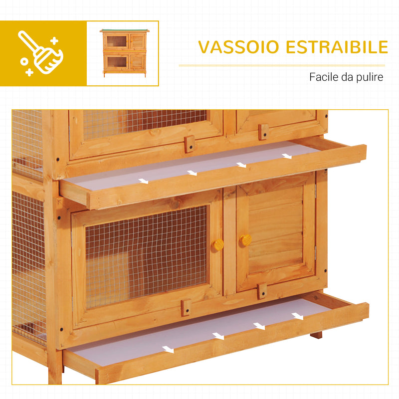 Gabbia per Conigli Conigliera da Esterno in Legno di Abete 90x45x90 cm 