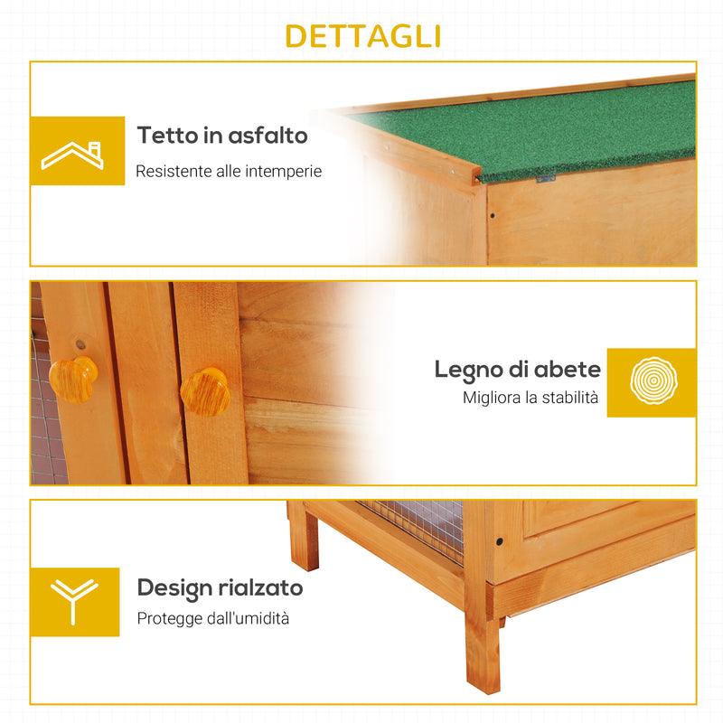 Gabbia per Conigli Conigliera da Esterno in Legno di Abete 90x45x90 cm 