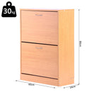 Scarpiera Salvaspazio 2 Cassetti con Ripiani Regolabili in Legno Marrone 60x24x80 cm 