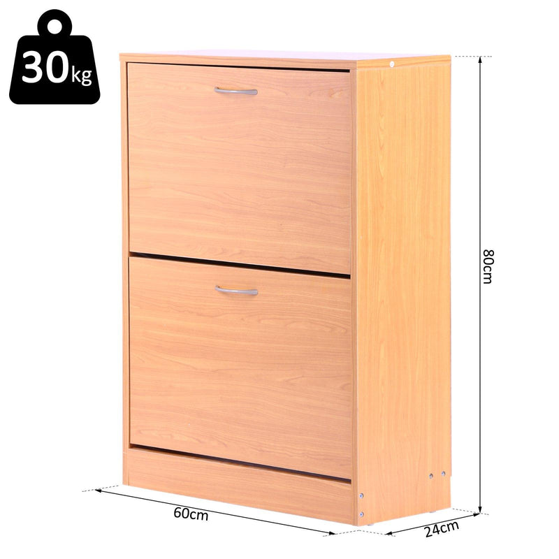 Scarpiera Salvaspazio 2 Cassetti con Ripiani Regolabili in Legno Marrone 60x24x80 cm 