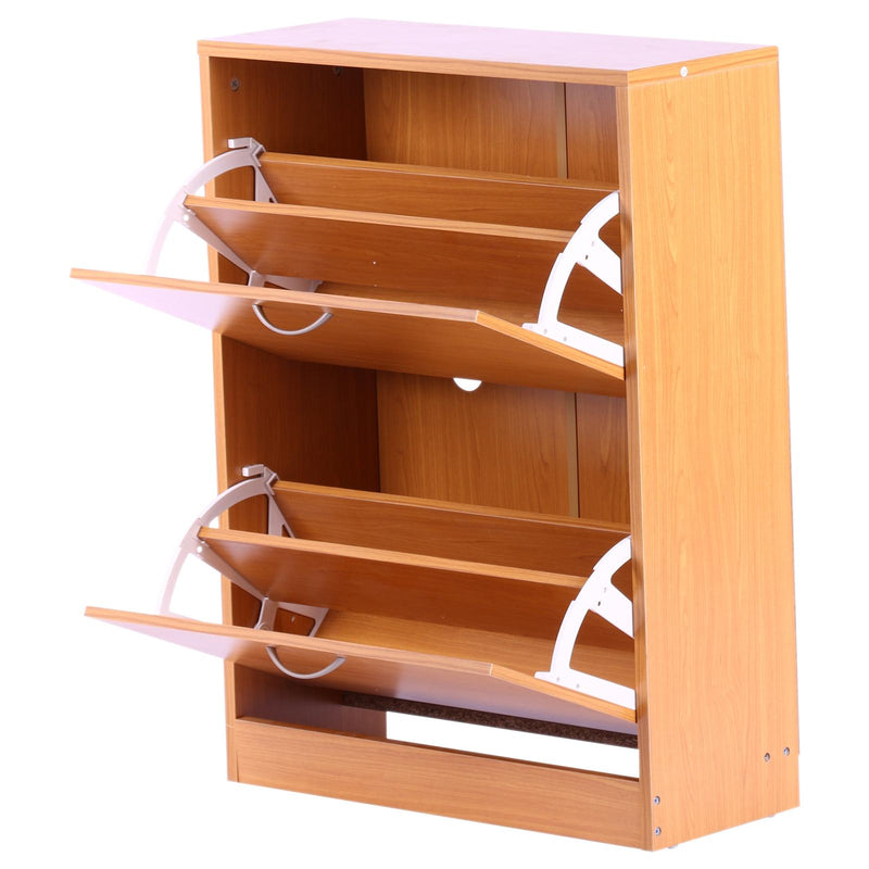 Scarpiera Salvaspazio 2 Cassetti con Ripiani Regolabili in Legno Marrone 60x24x80 cm 