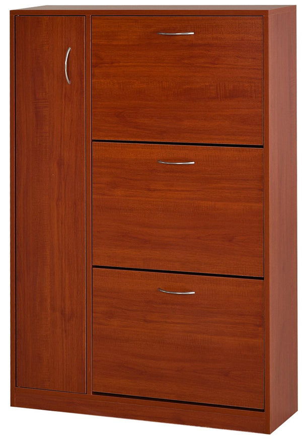 acquista Schuhschrank mit 3 Klapptüren und einer Schirmtür in Walnussholz 80x24x120 cm