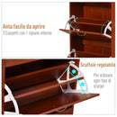 Scarpiera con 3 Ante a Ribalta e un'Anta Porta Ombrelli in Legno Noce 80x24x120 cm 