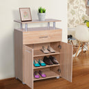 Scarpiera a 3 Ripiani e un Cassetto in Legno 70x35.5x99.5 cm 