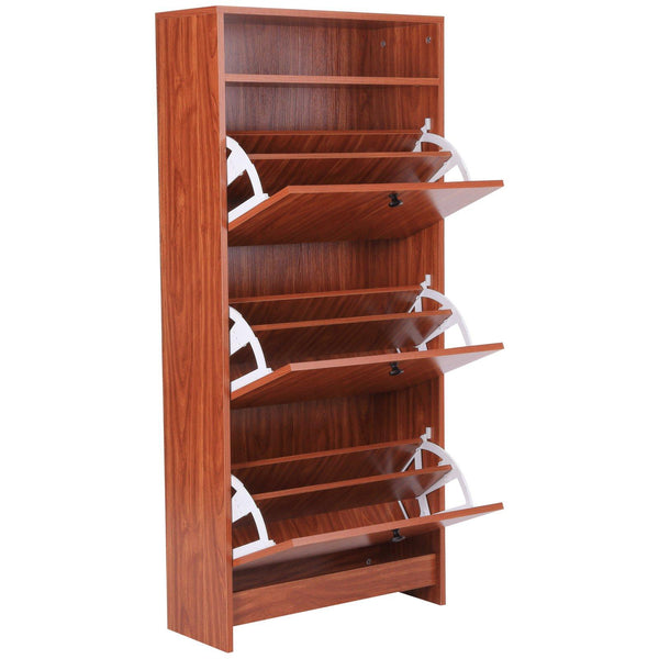 sconto Schuhregal 3 Fächer Naturholz 60x24x132 cm