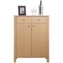 Scarpiera con 2 Ante e Cassetti in Legno Naturale 80x34x104 cm 