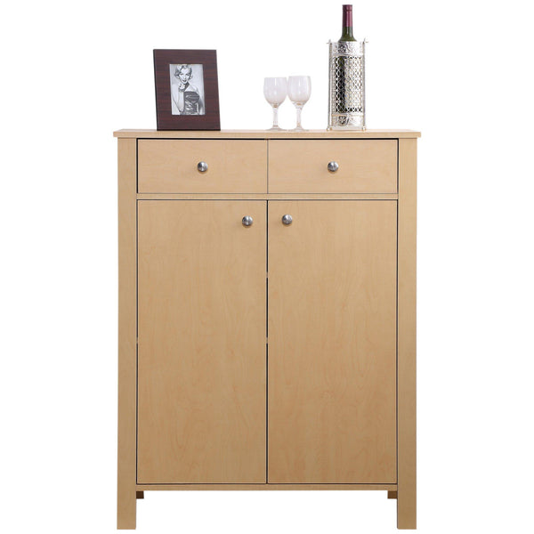 acquista Schuhschrank mit 2 Türen und Schubladen aus Naturholz 80x34x104 cm