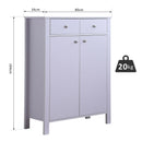 Scarpiera Salvaspazio in Legno con 2 Ante e Cassetti Bianco 80x34x104 cm 