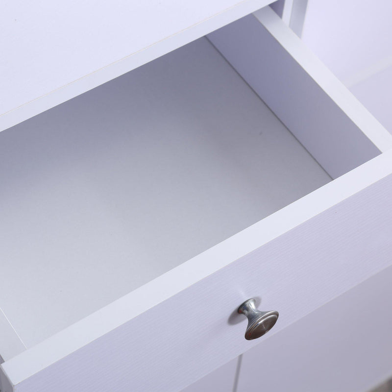 Scarpiera Salvaspazio in Legno con 2 Ante e Cassetti Bianco 80x34x104 cm 