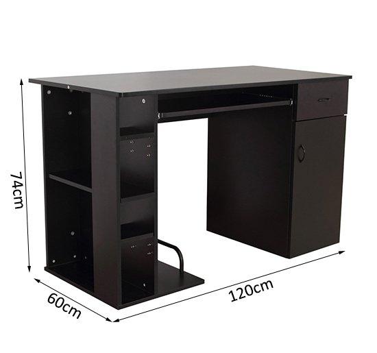 Scrivania da Ufficio Porta PC con Ripiano Tastiera Nera 120x60x74 cm 