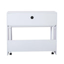 Scrivania Tavolo Porta PC con due Ripiani con Ruote in Legno MDF Bianco 100x36x88 cm 