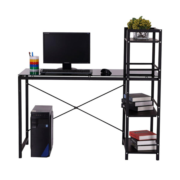 Computertisch aus gehärtetem Glas und schwarzem Eisen 125x63x113 cm online