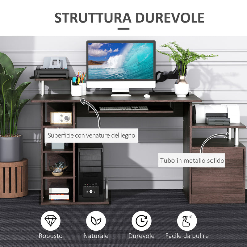 Scrivania da Ufficio per PC 152x60x88 cm Marrone Scuro Effetto Legno 
