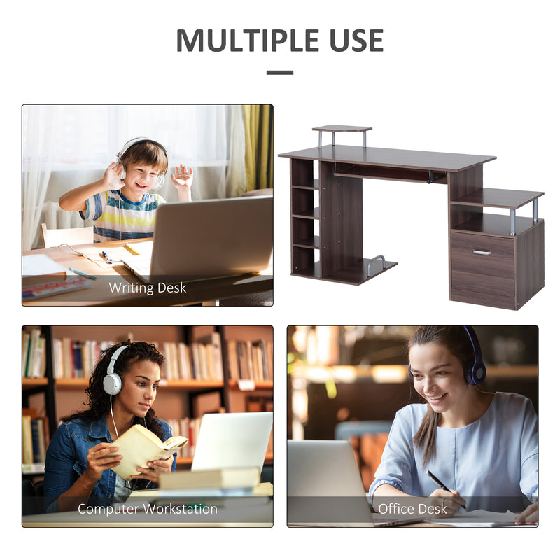 Scrivania da Ufficio per PC 152x60x88 cm Marrone Scuro Effetto Legno 