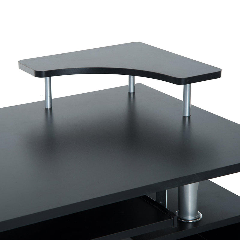 Scrivania da Ufficio Porta PC con Ripiani Tastiera Nero 120x55x85 cm 