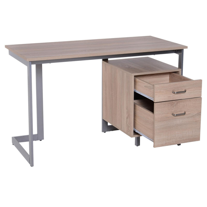 Scrivania con 2 Cassetti in Legno e Acciaio 120x58x76 cm 