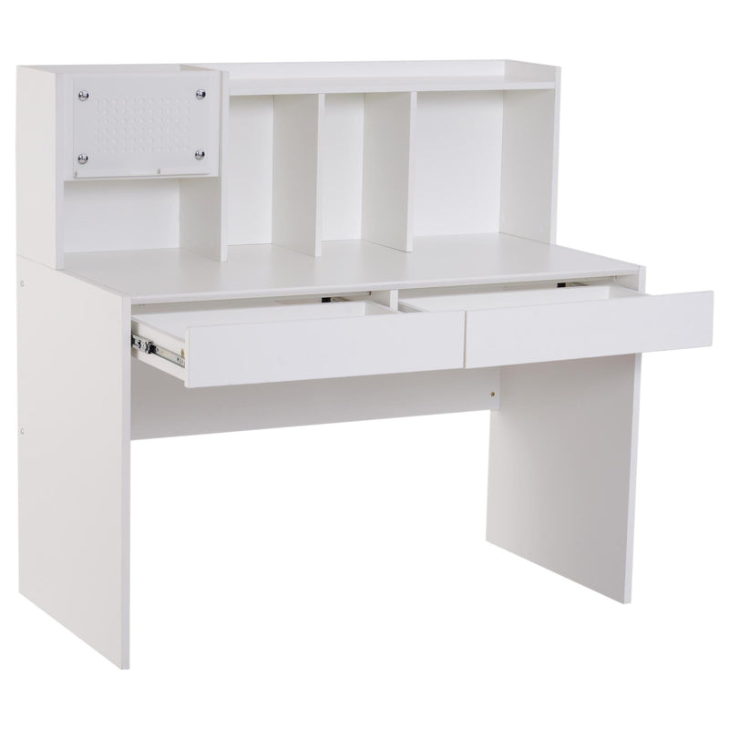 Scrivania da Ufficio in Legno 5 Scomparti e 2 Cassetti Bianco 120x60x115 cm 