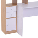 Scrivania con Scaffalatura 5 Ripiani e 2 Cassetti in Legno Bianco Rovere 153x60x148 cm 