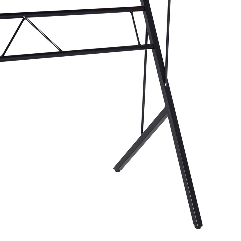 Scrivania da Ufficio Inclinabile Fino a 60° con Sponda in Metallo e Legno Nero 90x50x76-91 cm 