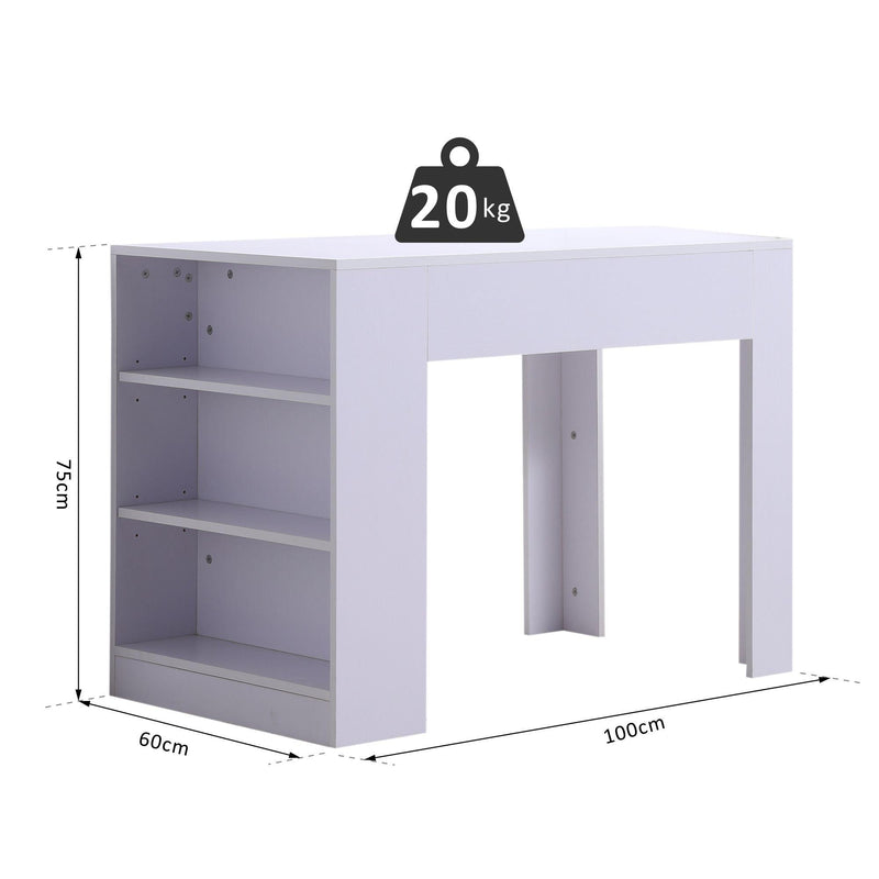 Scrivania da Ufficio con 3 Ripiani in Legno Bianco 100x60x75 cm 