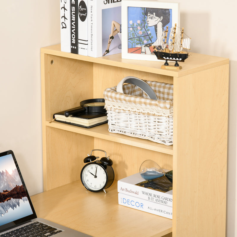 Scrivania con Mensole Libreria in Legno Naturale 120x55x120 cm 